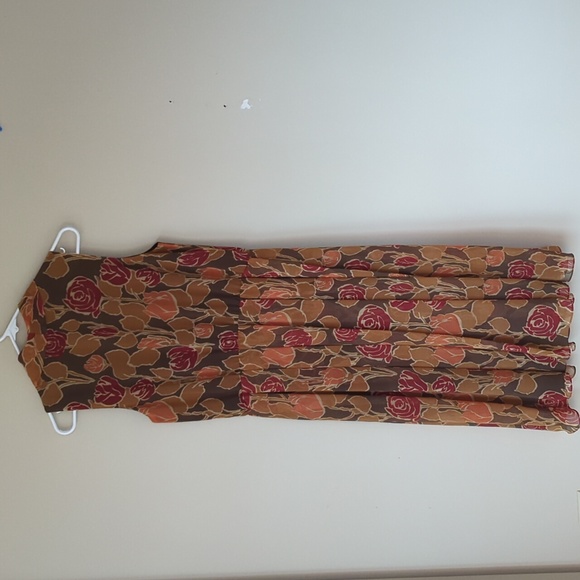 Isaac Mizrahi Floral Flowy Sleeveless Lined Dress 8 Brown Red Orange - Picture 9 of 16